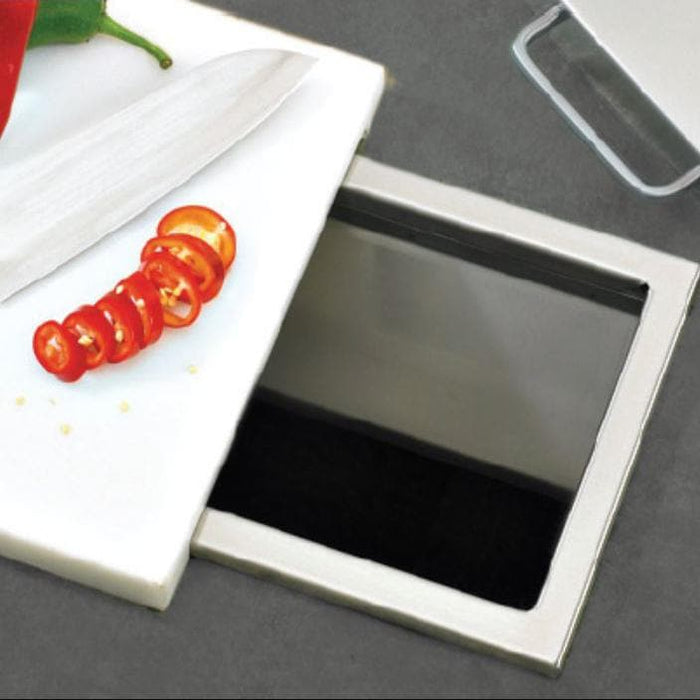 Stono Outdoor Living The Twin Eagles Trash Chute with Cutting Board - TETC lets you easily dispose of waste right from the cutting board, making kitchen prep and outdoor storage seamless and efficient.