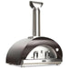 Stono Outdoor Living The Coyote 40" Duomo Wood Fired Outdoor Oven (C1PZ40WC) features a curved ceramic dome, tall chimney, dual front doors, and temperature gauge in copper finish, shown on a white background.