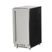 Stono Outdoor Living The Coyote 15" Outdoor Refrigerator Reversible Hinge (C115R-S) features a compact stainless steel design with black side panels and sturdy feet, perfect for any outdoor kitchen.