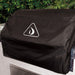 Stono Outdoor Living The Delta Heat Grill Cover for 32-Inch Built-In Grill (VCBQ32-C) features a water-resistant design and a white sailboat logo inside a triangle, showcasing durability for outdoor use. Green leaves and plants in the background highlight its quality.