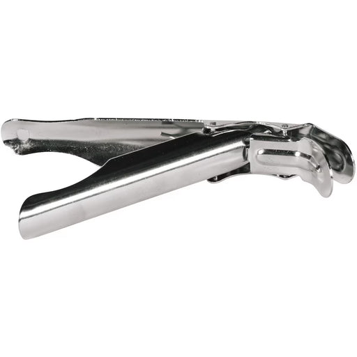 Stono Outdoor Living The Coyote Asado Smoker Grid Grippers (ASADO-GG) by Coyote, featuring curved handles and a flat pressing surface with a shiny silver finish, are shown on a white background.