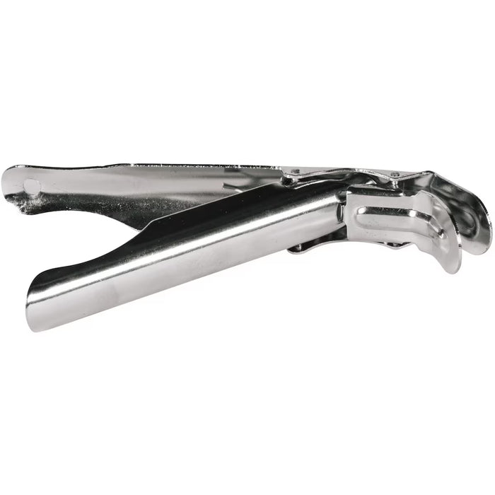 Stono Outdoor Living The Coyote Asado Smoker Grid Grippers (ASADO-GG) by Coyote, featuring curved handles and a flat pressing surface with a shiny silver finish, are shown on a white background.