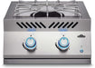 Stono Outdoor Living The Napoleon Built-In 700 Series Propane Gas Power Burner (BIB18PBNSS) by Napoleon features stainless steel construction, two control knobs, ventilation slots, front indicator lights, a raised grate, and delivers up to 60,000 BTU for powerful cooking.