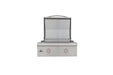 Stono Outdoor Living The Blaze LTE+ 30-Inch Built-in Propane Gas Griddle (BLZ-GRIDDLE-LTE3-LP) by Blaze features a lift-assist hood, two front control knobs, and a sturdy handle, ideal for outdoor cooking, shown against a white background.