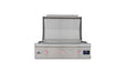 Stono Outdoor Living The Blaze LTE PRO 40-Inch Built-in Propane Gas Griddle (BLZ-GRIDDLE40-LP) features three red knobs, a digital temperature screen, and a lift-assist lid, shown with an open hood against a plain white background.