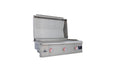 Stono Outdoor Living The Blaze LTE PRO 40-Inch Built-in Propane Gas Griddle (BLZ-GRIDDLE40-LP) by Blaze features three red control knobs, a lift-assist lid, and digital temperature screen, shown open against a plain white background.