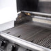 Stono Outdoor Living A close-up of the Blaze Premium LTE+ 32" 4-Burner Propane Grill (BLZ-4LTE3-LP) shows clean searing rods and front control knobs. This durable Blaze grill features a rear infrared burner, grill lights, and a lifetime warranty—ready for use.