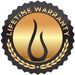 Stono Outdoor Living A gold and black “Lifetime Warranty” badge with a laurel wreath and flame icon—ideal to showcase Blaze's Premium LTE+ 40" 5-Burner Propane Grill with Rear Infrared Burner & Grill Lights (BLZ-5LTE3-LP).