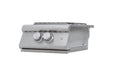 Stono Outdoor Living The Blaze Premium LTE+ Built-In Natural Gas Power Burner (BLZ-PBLTE3-NG) by Blaze features two control knobs, a wok ring, stainless steel lid, and red indicator light—ideal for any outdoor kitchen setup. Photographed on a white background.