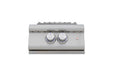 Stono Outdoor Living The Blaze Premium LTE+ Built-In Natural Gas High Performance Power Burner (BLZ-PBLTE3-NG) by Blaze has a stainless steel control panel, two round knobs with blue lines, and a red power indicator on the right, shown from the front against a white background.