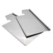Stono Outdoor Living The Coyote Heat Zone Separator Set for C3C30 (C3HZSC30) features two shiny, rectangular metal sheets with raised edges, perfect for separating heat zones in your Coyote grill.
