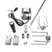 Stono Outdoor Living The Coyote Rotisserie Kit for 34" Grill (C3ROT34) includes a motor, spit rod, forks, handle, mounting brackets, and metal attachments—ideal for slow-roasted meats. All Coyote brand components are displayed on a white background.