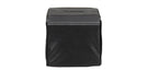 Stono Outdoor Living A black, cube-shaped object with a textured surface, identified as the Lynx Single Side Burner Carbon Fiber Vinyl Cover (built-in) - CCLSB1 by Lynx, is shown against a white background.