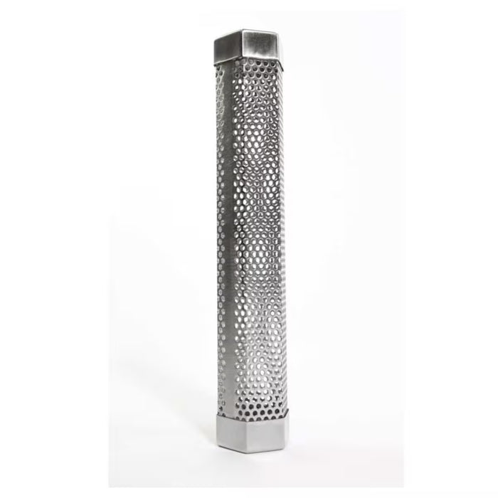 Stono Outdoor Living The Coyote Smoker Tube for Pellet Grill (CSTUBE) by Coyote is a tall, hexagonal tube with a perforated mesh design, shown standing upright against a white background—ideal for infusing rich smoke flavor into pellet grills.