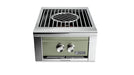 Stono Outdoor Living Front view of the Lynx Power Burner in Desert Sage (LPB-DSNG) by Lynx, featuring two control knobs, a high-BTU burner, and a rectangular grate with a central circular section—ideal for versatile outdoor cooking.