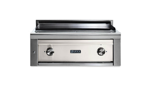 Stono Outdoor Living The Lynx 30” Asado Built-In Grill in Glacier (L30AG-GLNG) features stainless steel, infrared burners, two control knobs, and the signature Lynx logo—ideal for luxury outdoor kitchens, shown against a white background.
