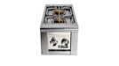 Stono Outdoor Living The Lynx Built-in Double Side Burners in Glacier (LSB2-2-GLNG) feature stainless steel construction, front control knobs, and the Lynx logo below, shown against a white background.
