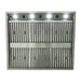 Stono Outdoor Living The Blaze 48-Inch Stainless Steel Vent Hood (BLZ-48-VHOOD) by Blaze offers 2000 CFM power, five built-in LED lights, and commercial-grade baffles—perfect for any outdoor kitchen setup. Shown from below against a white background.
