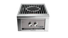 Stono Outdoor Living The Lynx Power Burner - Limestone (LPB-LSNG) by Lynx features two control knobs, a rectangular grilling surface, and a central circular grate—ideal for outdoor kitchens—displayed against a white background.