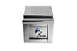 Stono Outdoor Living The Lynx Built-in Single Side Burner (LSB1-3-NG) is a stainless steel outdoor kitchen accessory with a sleek box design, featuring a central control knob illuminated by a blue LED.