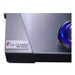 Stono Outdoor Living Close-up of the Le Griddle Pro Series 105 - 3 Burner Natural Gas griddle by Le Griddle, showing the logo on the left and a blue-lit control knob on the right. Model OML105P3 with a 3mm plate and interior lights.