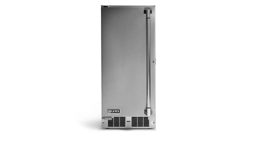 Stono Outdoor Living The Lynx 15" Outdoor Refrigerator - LN15REF is a tall, narrow outdoor fridge with a vertical handle, front ventilation grill, and the Lynx logo at the base, shown isolated on a white background.