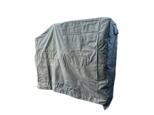 Stono Outdoor Living The Tagwood BBQ BBQ06SS Cover - COVE06, a large gray rectangular cover by Tagwood BBQ, is draped over an object. Made from UV resistant fabric, it contrasts with the plain white background and conceals the item's shape and details.