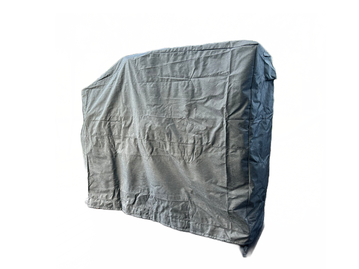 Stono Outdoor Living The Tagwood BBQ BBQ06SS Cover - COVE06, a large gray rectangular cover by Tagwood BBQ, is draped over an object. Made from UV resistant fabric, it contrasts with the plain white background and conceals the item's shape and details.