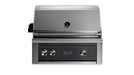 Stono Outdoor Living The Lynx 30" Built-In Grill - 1 Trident™ w/ Rotisserie in Obsidian (L30TR-OBNG) by Lynx is shown from the front against a white background, featuring three control knobs, an infrared burner, hood temperature gauge, and the Lynx logo.