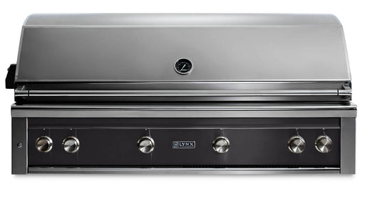 Stono Outdoor Living The Lynx 54" Built-In Grill (L54TR-OBNG) in Obsidian features stainless steel construction, five control knobs, a built-in lid temperature gauge, one Trident™ burner with rotisserie—perfect for your outdoor kitchen.