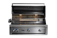 Stono Outdoor Living The Lynx 42" Built-In Grill w/ Rotisserie in California Poppy (L42R-3-CANG) features four control knobs, ceramic burners, built-in lights, and two grilling racks—delivering high-end outdoor cooking with signature Lynx luxury and style.