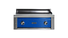 Stono Outdoor Living The Lynx 30” Asado Built-In Grill in Pacific Blue (L30AG-PBNG) features stainless steel, infrared burners, two control knobs, and the Lynx logo on the front—perfect for a luxury outdoor kitchen, shown against a plain white background.