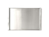 Stono Outdoor Living The Tagwood BBQ Interchangeable Griddle for BBQ01SS (BBQ57-01SS) is a rectangular stainless steel baking sheet with raised short-side edges, ideal for grilling shrimp. Shown on a white background.
