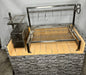 Stono Outdoor Living The Tagwood BBQ Height Adjustable Secondary Grate for BBQ09SS Grill (BBQ96SS) features durable 304 stainless steel, a metal grate, hanging hooks, vertical height adjustment wheel, and a left-side firebox with a small grill shelf.