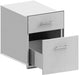 Stono Outdoor Living The Stono Outdoor Living Side Component is a metal cabinet with two drawers—one open, one closed—sleek silver handles, and a modern minimalist design.