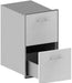 Stono Outdoor Living The Stono Outdoor Living Side Component is a gray metal drawer unit with a modern design, featuring two drawers with horizontal handles—the top drawer is closed and the bottom one is open.