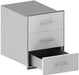 Stono Outdoor Living The Stono Outdoor Living Side Component, a metallic three-drawer cabinet with the bottom drawer open and top two closed, is shown at an angle on a white background.