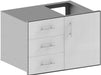 Stono Outdoor Living The Stono Outdoor Living Grill Access Door features a metal design with three left-side drawers, a right single door, modern handles, and an open top cutout for sink installation.
