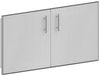 Stono Outdoor Living The Stono Outdoor Living Grill Access Door features closed stainless steel cabinet doors with vertical handles in a minimalist frame, shown at an angle against a white background.