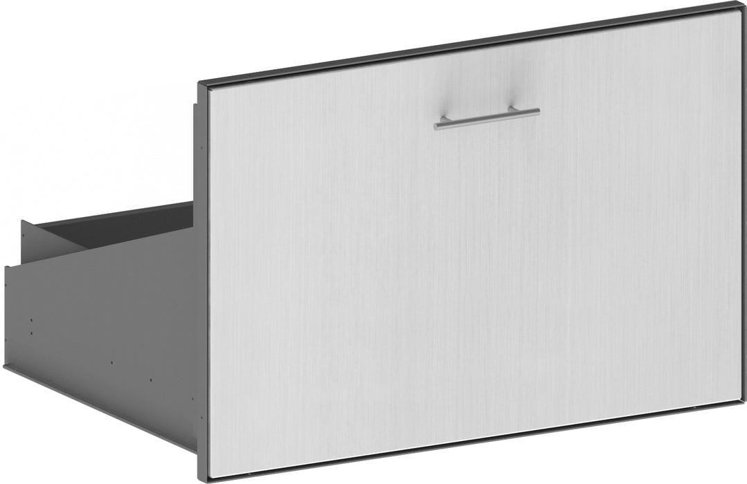 Stono Outdoor Living The Stono Outdoor Living Grill Access Door features a horizontal handle and a partially open, stainless steel design, showcasing its modern, minimalist metal interior.