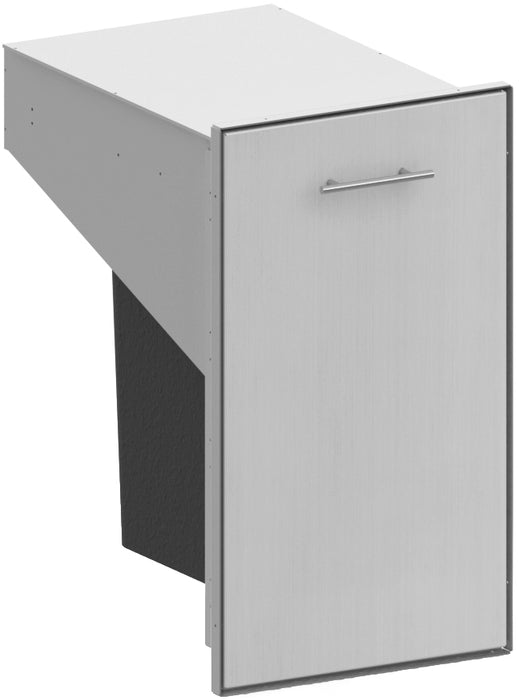 Stono Outdoor Living The Stono Outdoor Living Side Component is a white, rectangular cabinet with a single front door and silver handle, built for corner installation and featuring a black triangular panel underneath.