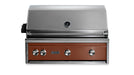 Stono Outdoor Living The Lynx 36" Built-In Grill w/ Rotisserie in Sierra (L36R-3-SING) features ceramic burners, a built-in thermometer, and four control knobs—a premium Lynx grill perfect for any outdoor kitchen.