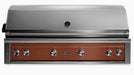 Stono Outdoor Living The Lynx 54" Built-In Grill - 1 Trident™ w/ Rotisserie in Sierra features five control knobs, infrared searing, built-in lid temperature gauge, the Lynx logo on the front panel, and premium stainless steel and copper construction.