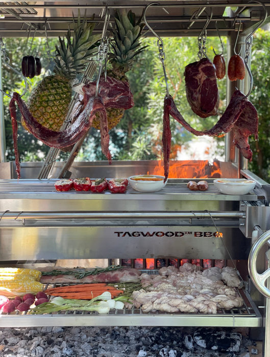 Stono Outdoor Living The Tagwood BBQ Extended S-Shape Meat Hook (BBQ75SS) by Tagwood BBQ securely hangs various meats, pineapples, and veggies over the grill for mouthwatering smoked flavor—all crafted from durable 304 stainless steel.