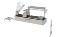 Stono Outdoor Living The Tagwood BBQ Argentine Santa Maria Wood Fire & Charcoal Grill - BBQ08SS by Tagwood BBQ is made of 304 stainless steel, with multiple racks, adjustable heights, side attachment, and foldable grate. Components are displayed separately around the main unit.