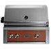Stono Outdoor Living The Lynx 30" Built-In Grill w/ Rotisserie in Sierra (L30R-3-SING) features ceramic burners, a brown front panel, three control knobs, a built-in thermometer on the lid, and a modern stainless steel design.