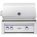 Stono Outdoor Living The Lynx 30" Built-In Grill w/ Rotisserie in SS (L30R-3-NG) by Lynx features ceramic burners, three blue-lit control knobs, a built-in hood thermometer, rotisserie option, and a modern stainless steel design.