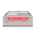 Stono Outdoor Living The TrueFlame 30" Built-In Propane Gas Grill Griddle - TFG30L features a stainless steel flat-top and two red-lit control knobs on the front, perfect for any outdoor kitchen, shown from the front against a white background.