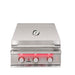 Stono Outdoor Living The TrueFlame 25" 3-Burner Built-In Natural Gas Grill – TF25 features a stainless steel design, closed lid, built-in thermometer, and three illuminated control knobs for high-performance outdoor grilling.
