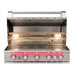 Stono Outdoor Living The TrueFlame 32" 4-Burner Built-In Propane Gas Grill (TF32L) features a premium stainless steel build, open lid, four control knobs, illuminated cooking area, and interior lights for high-performance grilling.